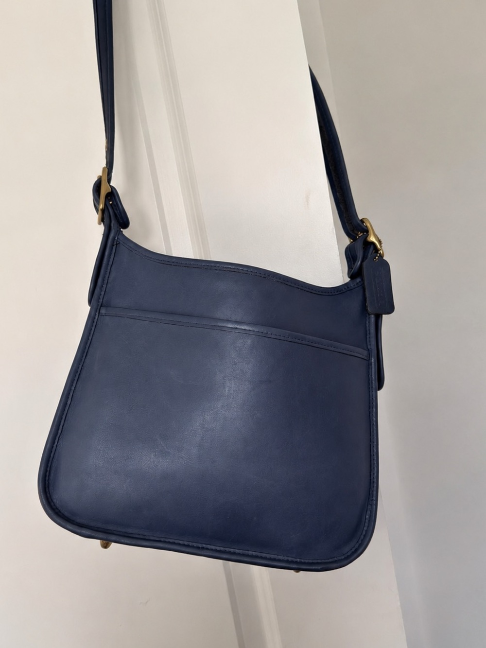 Rare Vintage 1994 Coach Navy Leather Crossbody USA Legacy Zip 9966